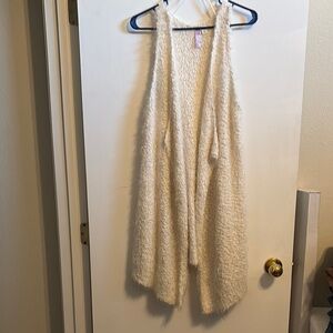 Cozy Cream Open-Front Fuzzy Sweater Vest